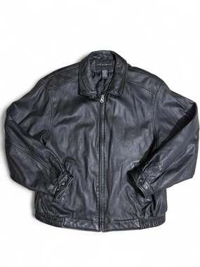 Croft & Barrow Men's Black Genuine Leather Bomber Jacket Large